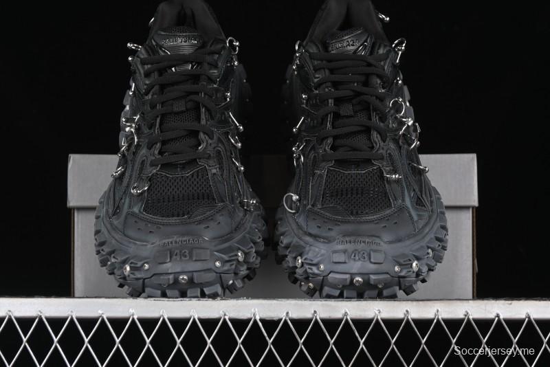 Balenciaga Defender Rubber Platform Sneakers Low-Top Combat Outdoor Shoes with Studded Design and Exaggerated Tire Tread Sole - W2RAG1081