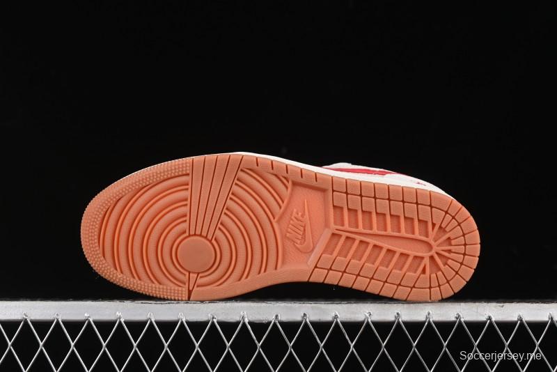 Nike Air Jordan 1 Low Stussy Collaboration - Pink Pig Retro Low-Top Basketball Shoes - SJ9950-023