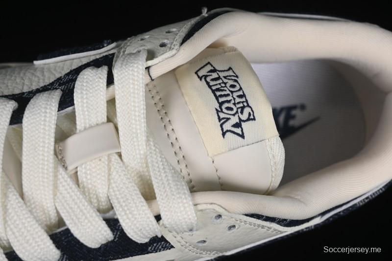 Nike SB Dunk Low LV Collaboration - Denim Print Swoosh Anniversary High-End Custom Low-Top Casual Skate Shoes - XB3802-360
