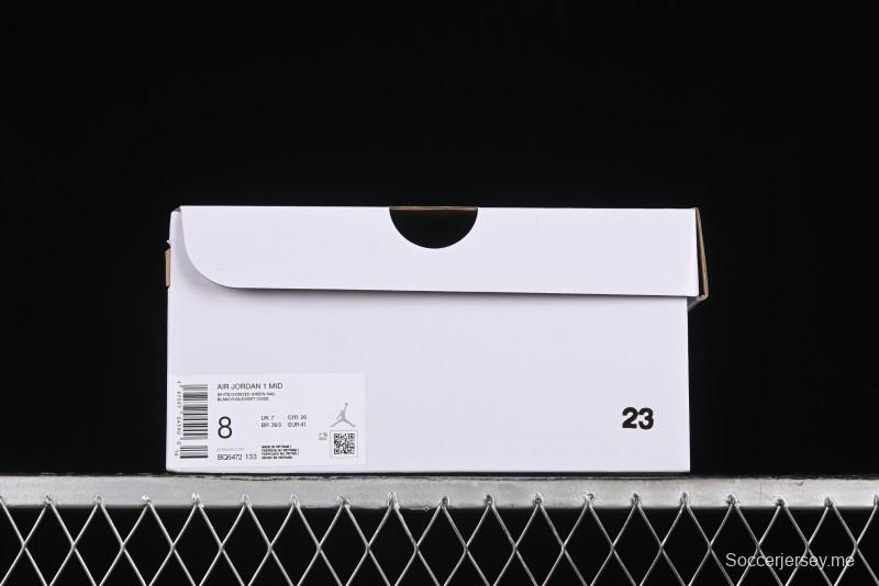 Nike Air Jordan 1 Mid Basketball Shoes in White/Oxidized Green - BQ6472-133