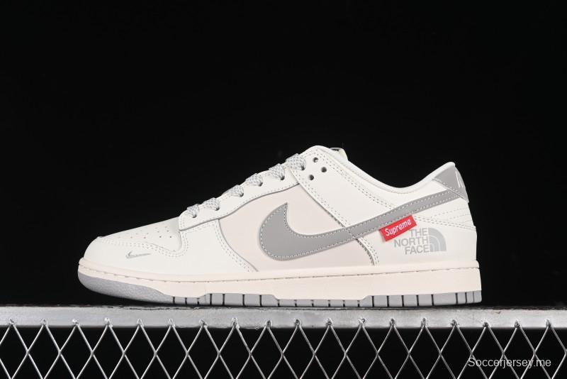 Nike SB Dunk Low Supreme The North Face Collaboration - Light Gray Reflective Swoosh Anniversary Custom Edition Low-Top Casual Skate Shoes - XX2025-628