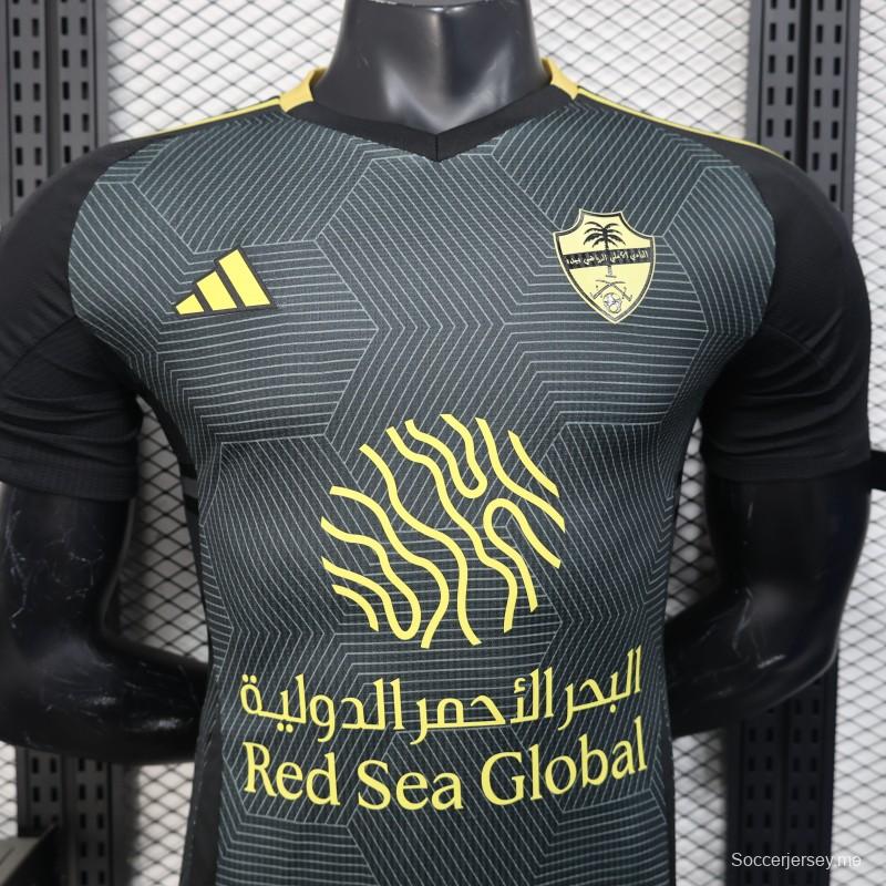 إصدار اللاعب 25/26 قميص نادي الأهلي السعودي أسود بنقوش هندسية