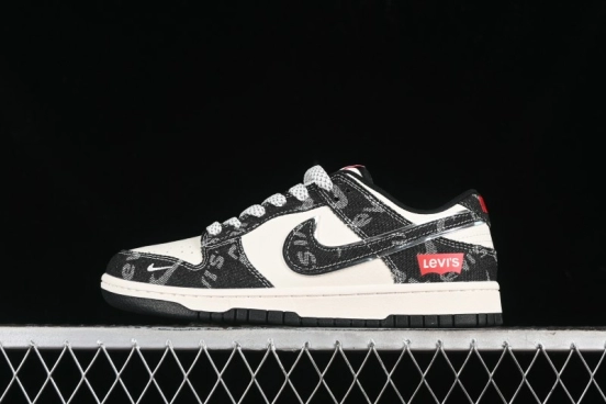 Nike SB Dunk Low Levi's Collaboration - Black Printed Denim Anniversary Customized Low-Top Casual Sneakers - XX2025-109