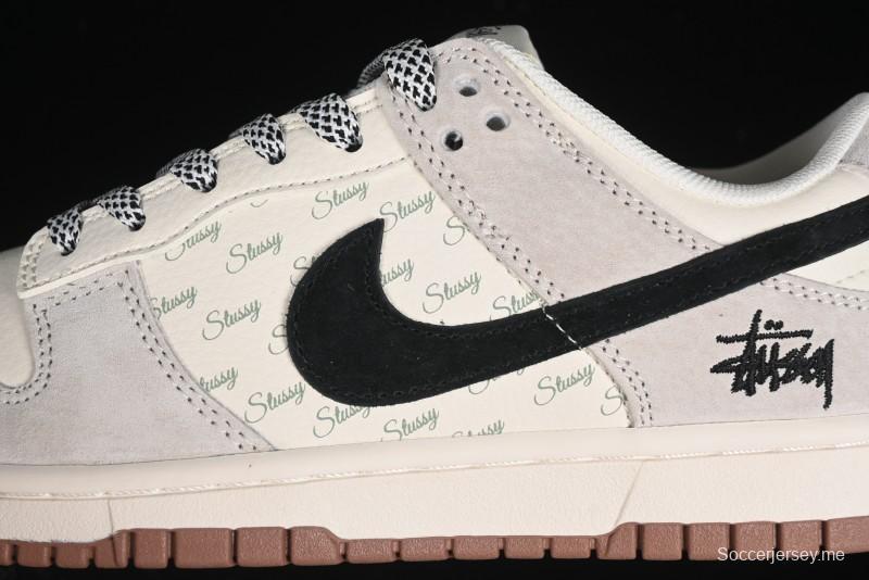 Nike SB Dunk Low Stussy Collaboration - Grey Black Checkerboard Gum Sole Anniversary Custom Low-Top Casual Skate Shoes - CF3688-031