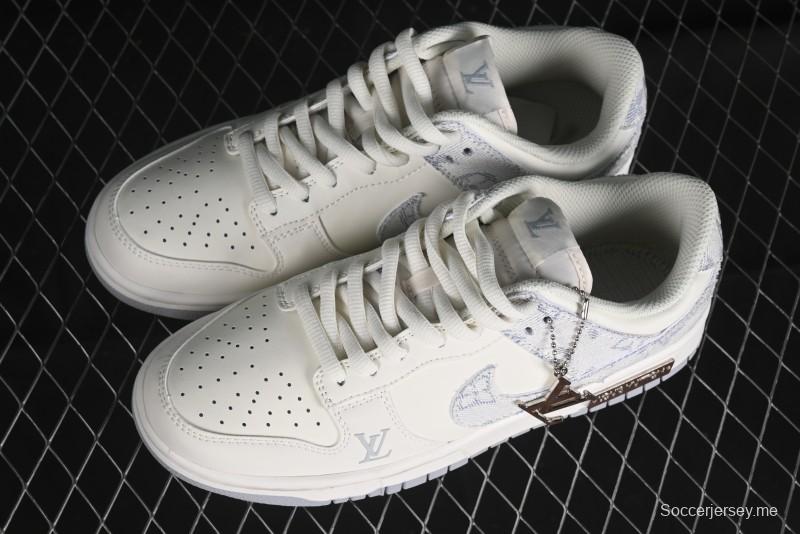 Nike SB Dunk Low LV Collaboration - Purple Denim with White and Purple Swoosh Anniversary High-End Custom Low-Top Casual Sneakers - DJ2024-010