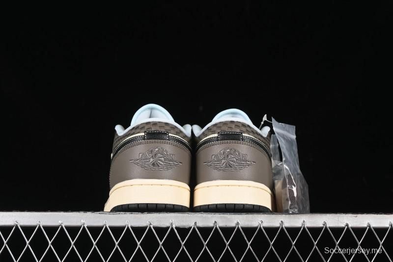 Nike Air Jordan 1 Low "Coconut Milk Black" Casual Basketball Shoes with Contrast Swoosh - HQ3437-101