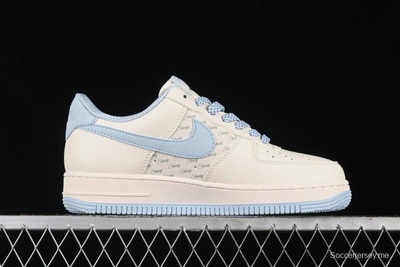 Nike Air Force 1 '07 Low Stussy Collaboration - Off White Elegant Blue Low-Top Casual Sneakers - XZ3328-002