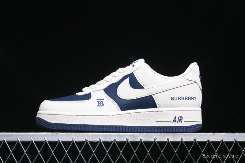 Nike Air Force 1 '07 Low Burberry Collaboration - Off White Navy Blue Patchwork Low Top Casual Sneakers BB8588-222