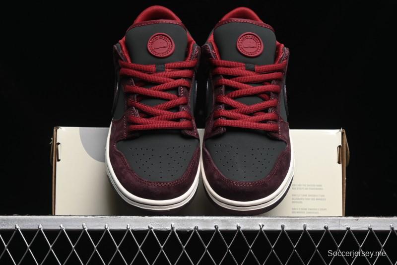 Nike SB Dunk Low Bordeaux Red Skate Shoes Collaboration with Riot Skateshop - FZ1289-200