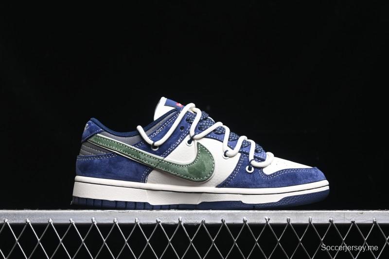 Nike SB Dunk Low Supreme Collaboration - Double Force Blue Lace-Up Anniversary High-End Custom Low-Top Casual Skate Shoes - XS1186-101