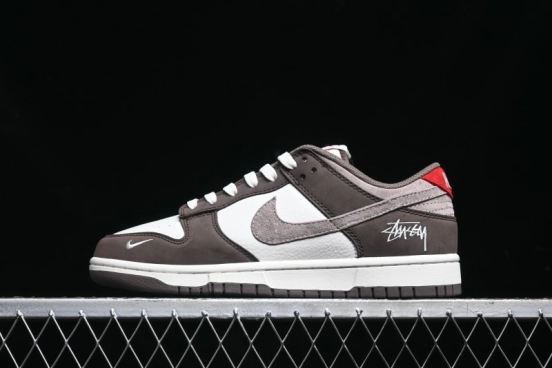 Nike SB Dunk Low Stussy Collaboration - Beige Brown Swoosh Anniversary High-End Custom Low-Top Casual Skate Shoes - SF1029-408