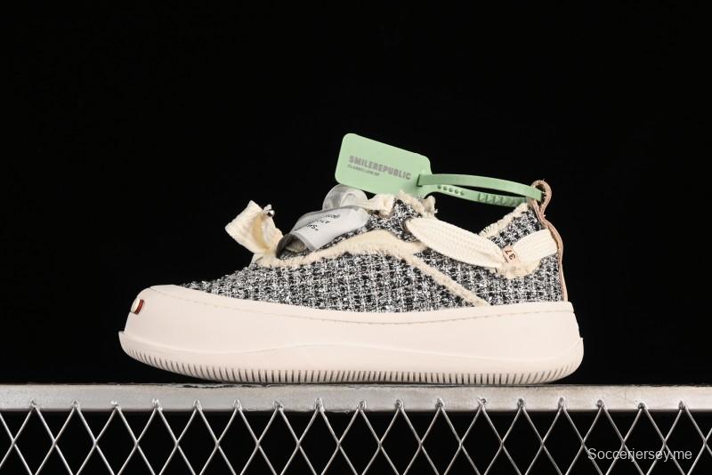 SMILEREPUBLIC SMILE Canvas Sneakers with Cut Wool Fringe and Unique Weaving - G.D4