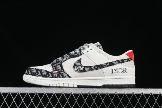 Nike SB Dunk Low Dior Collaboration Woven Black Swoosh Anniversary High-End Custom Low-Top Casual Sneakers - DJ2024-131