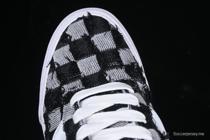 Vans Knu Skool Checkerboard Washed Denim Low-Top Casual Skate Shoes - VN000CS0239
