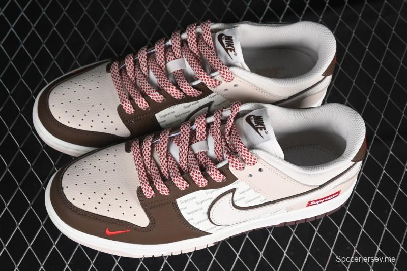 Nike SB Dunk Low Supreme Collaboration Bullet Screen White Check Anniversary High-End Custom Low-Top Casual Skate Shoes - DJ2024-091