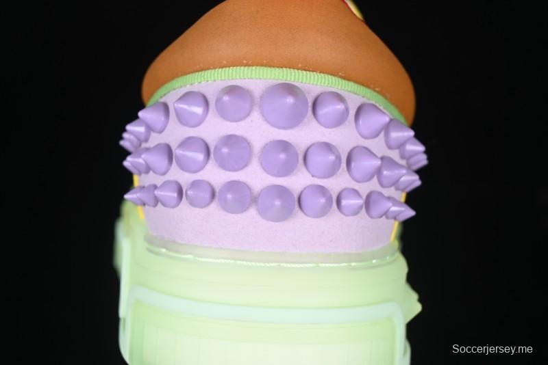 Christian Louboutin Funnyto Flat French Luxury Brand Green Color Block Low Top Sneakers - X.D4