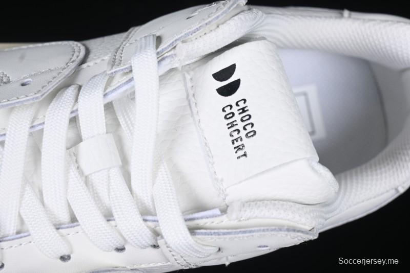 Choco Concert Leather Round Square Asymmetrical Fashion Sneakers White - AJE5