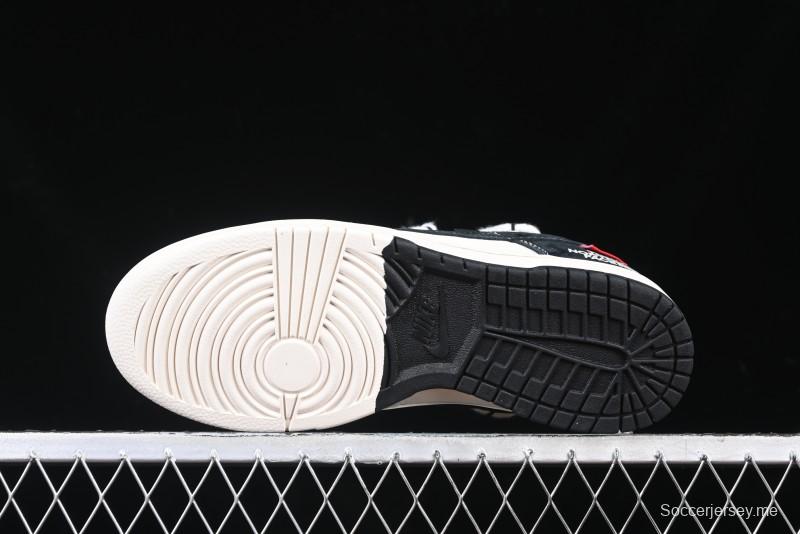 Nike SB Dunk Low The North Face x Supreme Anniversary Edition Customized Lace-Up Black White Black Swoosh Casual Skate Shoes - YX5066-227