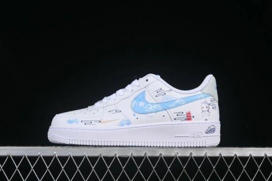 Nike Air Force 1 '07 Low Casual Sneakers with Erciyuan Hand-Painted Graffiti Lingzhu Aobing Design - HF0022-010