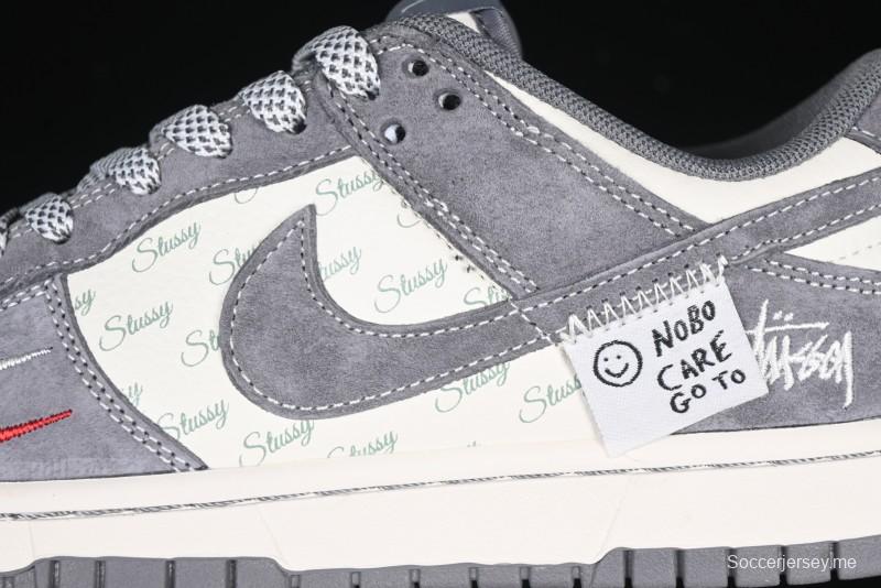 Nike SB Dunk Low Stussy Anniversary Edition Patchwork Grey Swoosh Customized Casual Skate Shoes - YX5066-221
