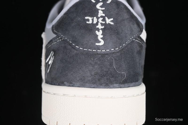 Nike Travis Scott x Fragment Design x Air Jordan 1 Low OG SP AJ1 Retro Sneakers in Traffic Grey - CF3688-055
