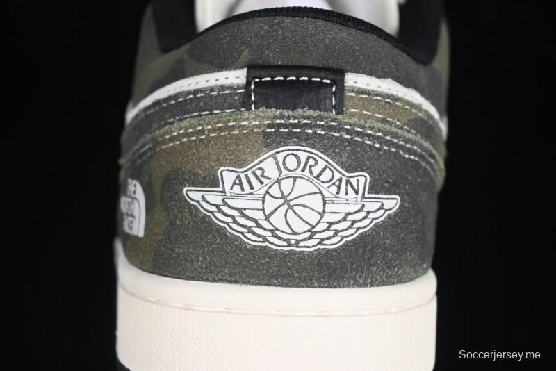 Nike Air Jordan 1 Low AJ1 The North Face Collaboration Dark Camouflage Custom High-End Retro Basketball Shoes - DM9188-013