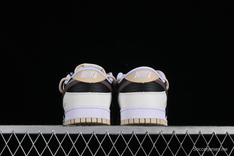 Nike Dunk Low Chestnut Letter High Street Black Brown Deconstructed SB Strap Low Top Casual Skate Shoes - DV0831-003