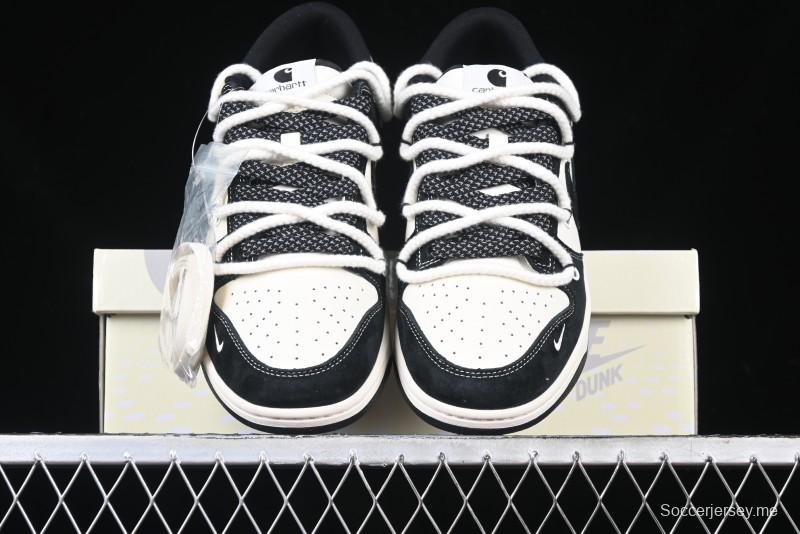 Nike SB Dunk Low Carhartt x Supreme Collaboration - Strap Black Hook Anniversary High-End Custom Low-Top Casual Skate Shoes - YX5066-237