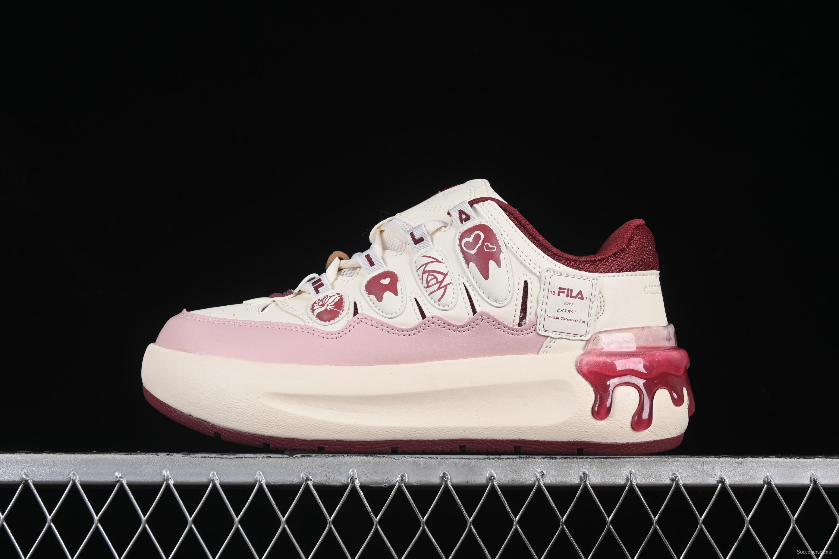 FILA x Artist Series – Limited Edition Drip Detailing Sneakers in Cream & Burgundy