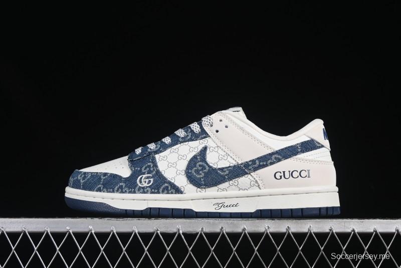 Nike SB Dunk Low Gucci Collaboration Blue Denim Anniversary Custom Low-Top Casual Skate Shoes - CH8311-285