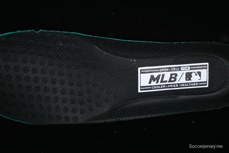 NY Yankees Black Leather Sneakers with Bold Orange Logo