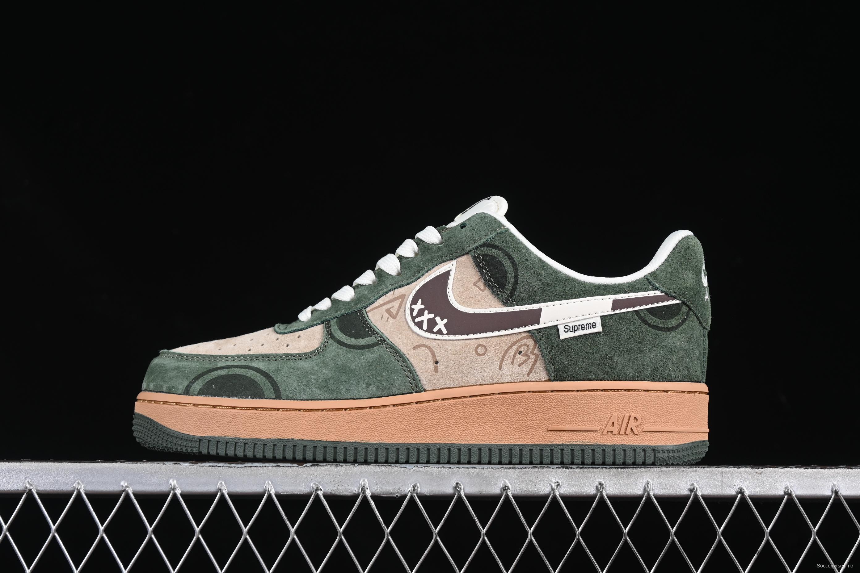 Nike Air Force 1'07 Low Supreme Collaboration Distressed Graffiti Casual Sneakers - DF0188-024