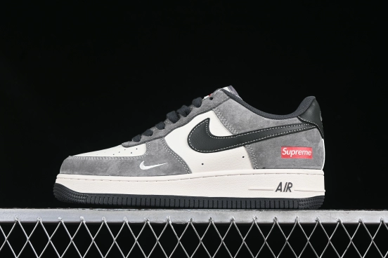 Nike Air Force 1 '07 Low Supreme Collaboration Black Grey Patchwork Casual Sneakers - XZ6188-792