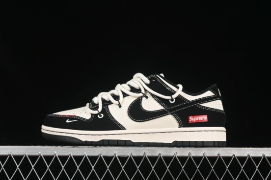 حذاء تزلج نايك SB Dunk Dunk Low SUP Series SUP Strap باللون الأسود والأبيض والأسود Swoosh الذكرى السنوية المخصصة للتزلج المنخفضة - YX5066-280