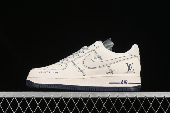 حذاء نايك اير فورس 1 '07 المنخفض من نايك اير فورس 1 '07 LV Collaboration Black Swoosh Logo Swoosh Logo Sneakers Casual - XX3168-160