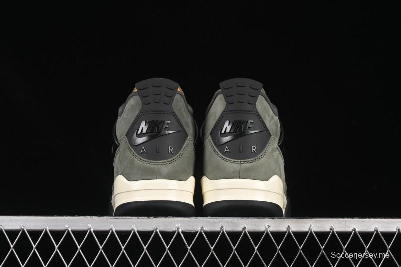 حذاء نايك Undefeated x Air Jordan 4 OG من نايك أنديفايتد باللون الأخضر الزيتوني مع لمسات برتقالية وسوداء - IB1519-200