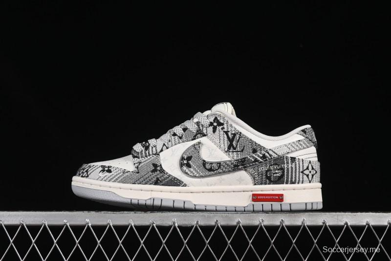 حذاء تزلج نايك SB Dunk Low LV Collaboration باللون الرمادي والدينيم الذكرى السنوية المخصص للتزلج المنخفض - SC9772-807