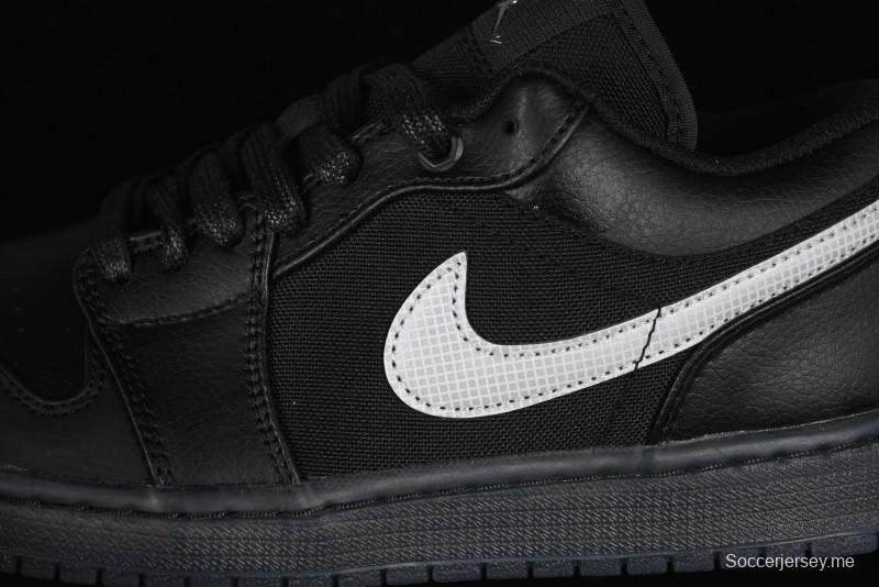 حذاء كرة السلة نايك اير جوردان 1 لاو AJ1 من نايك اير جوردان 1 لاو AJ1 لوحة جلدية بيضاء من القماش الأسود - HV596868-001