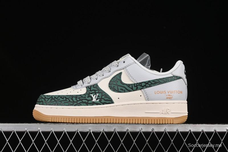 حذاء نايك اير فورس 1 '07 منخفض من نايك اير فورس 1 '07 LV Collaboration Green Stone Grain Gum Sole Sneakers Casual Sole - ZH2598-306