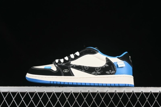 حذاء نايك ترافيس سكوت x Fragment Design x Air Jordan 1 Low OG SP SP AJ1 Collaboration من نايك باللون الأزرق/ الأسود - XS2024-037