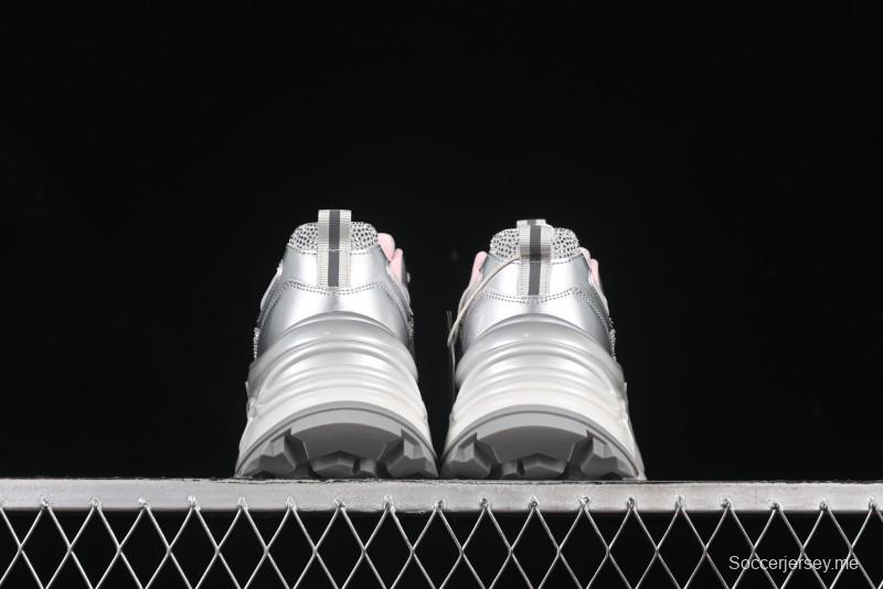 GG-CC 25ss حذاء رياضي مكتنزة جديد بمنصة مكتنزة بزيادة ارتفاع 7 سم وتصميم غير منتظم - 668-2 فضي