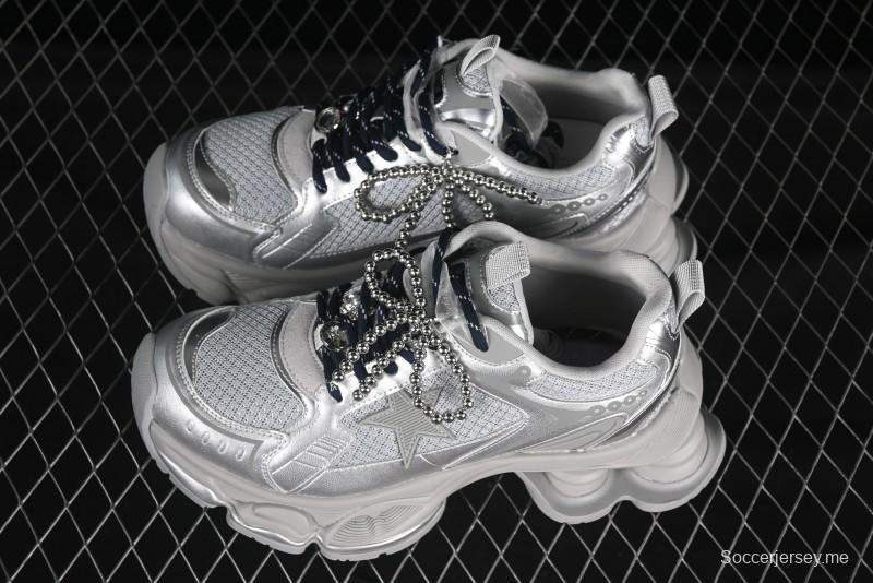 حذاء أبي مجوف بأربطة من نفس النمط GG-CC بنمط نجمة ذات أربطة مجوفة مع زيادة ارتفاع 5 سم - G25X269