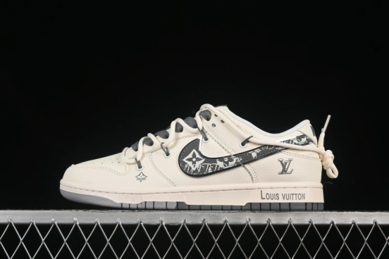 حذاء تزلج نايك SB Dunk Low LV Series Strap Strap Graffiti باللون الرمادي المربّع للذكرى السنوية حذاء تزلج منخفض الكاجوال المخصص - DM686868-082
