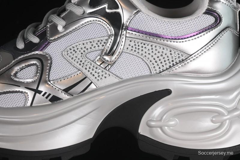 GG-CC 25ss حذاء رياضي مكتنزة جديد بمنصة مكتنزة بزيادة ارتفاع 7 سم وتصميم غير منتظم - 668-2 أسود