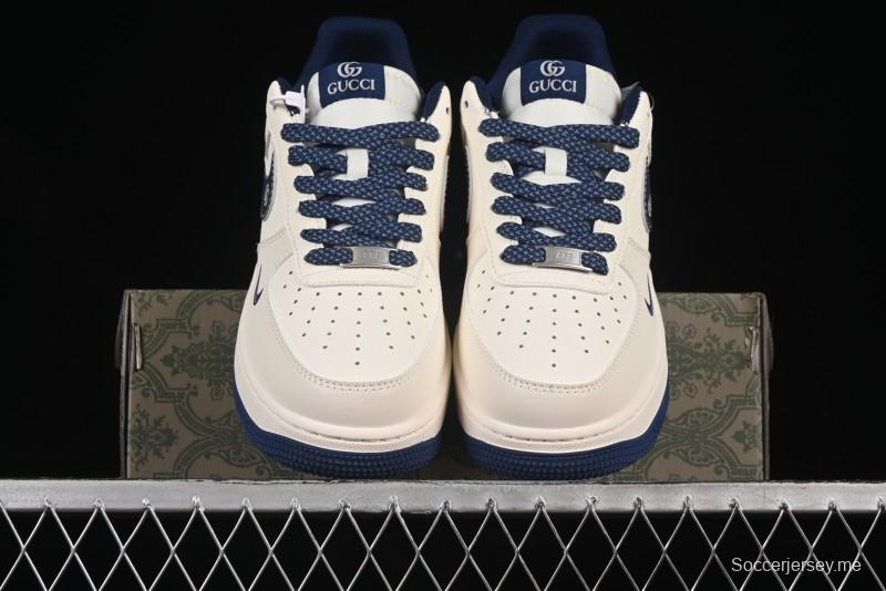 حذاء نايك اير فورس 1'07 منخفض من نايك بالتعاون مع غوتشي حذاء رياضي كاجوال أزرق أحمر سووش - JJ2508-713