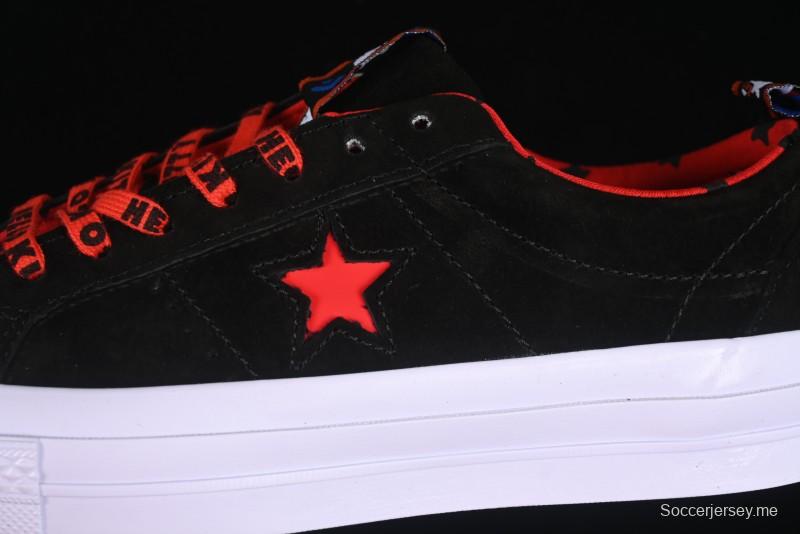 حذاء رياضي كاجوال برقبة منخفضة بنجمة واحدة من كونفرس بتصميم كاجوال بتعاون هالو كيتي - نجمة وردية وعقدة مطرزة - 163904C