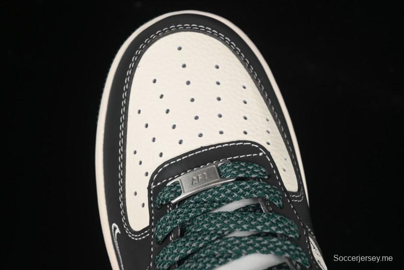 حذاء نايك اير فورس 1 '07 منخفض من نايك اير فورس 1 '07 تعاون ستاسي باللون الأسود والأخضر سووش سنيكرز كاجوال - XS1958-572