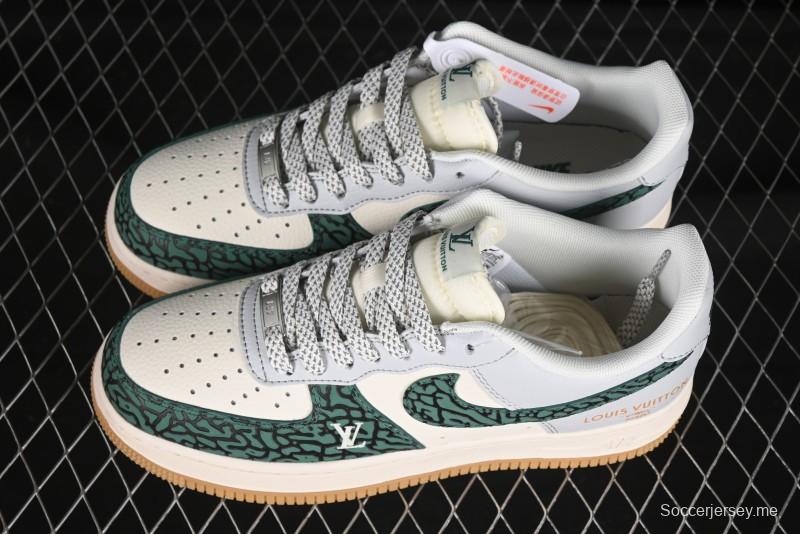 حذاء نايك اير فورس 1 '07 منخفض من نايك اير فورس 1 '07 LV Collaboration Green Stone Grain Gum Sole Sneakers Casual Sole - ZH2598-306