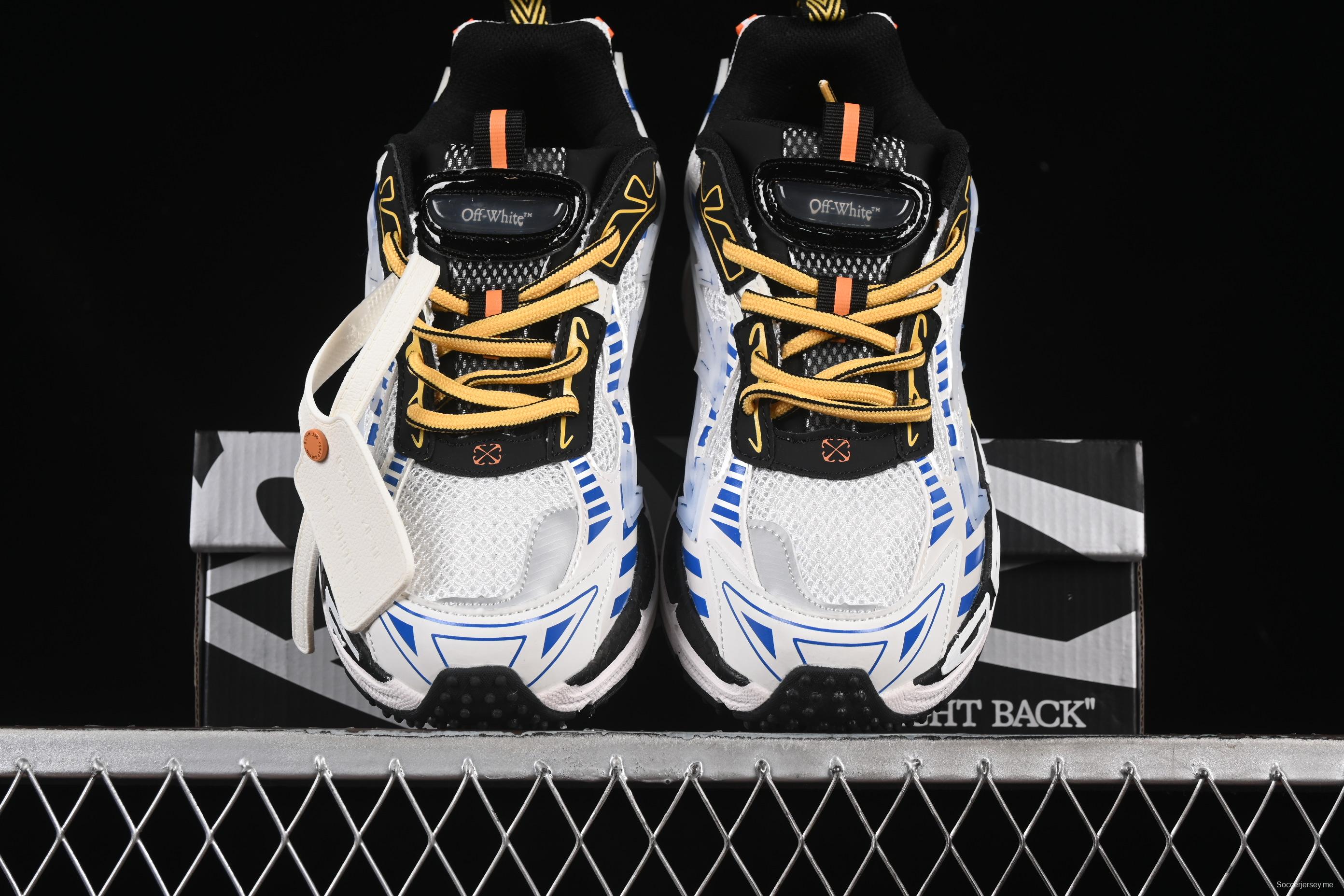 حذاء سنيكرز بي رايت من أوف وايت بي رايت سنيكرز لايف ستايل منخفض الساق باللون الأبيض والأزرق - C.D4