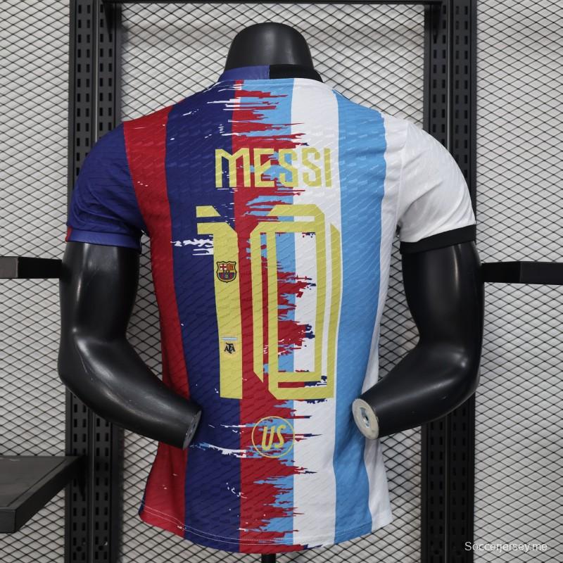 إصدار اللاعب 25/26 قميص برشلونة × الأرجنتين مع ميسي مشترك 25/26